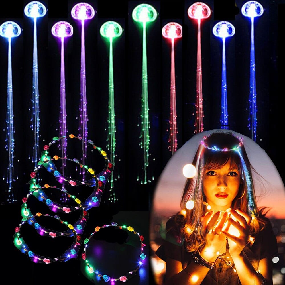 10PCS LED Flashing Flower Wreaths