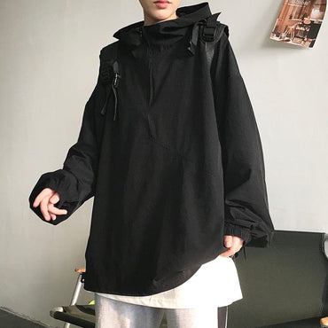 Men's Streetwear Solid Ribbons Hoodie