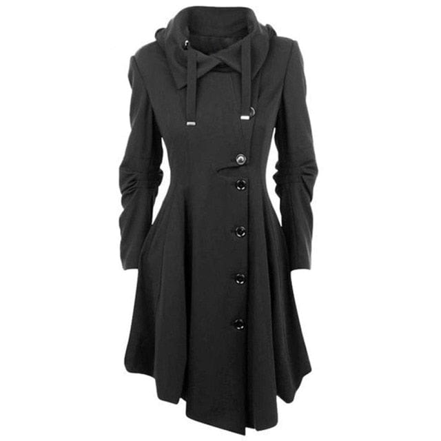 Gothic Long Black Trench Coat