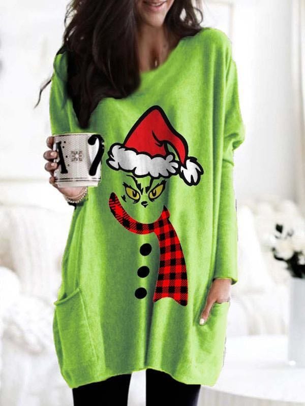 Grinch Print Knee Length Christmas Jumper