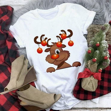 Christmas Deer Printed T-shirt