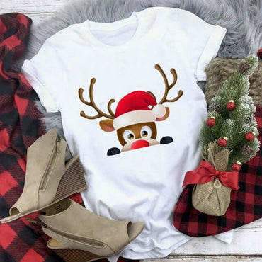 Christmas Deer Printed T-shirt