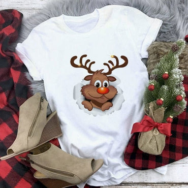 Christmas Deer Printed T-shirt