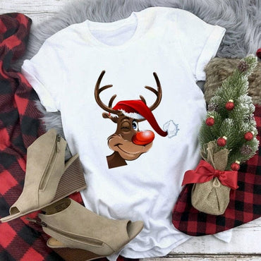 Christmas Deer Printed T-shirt