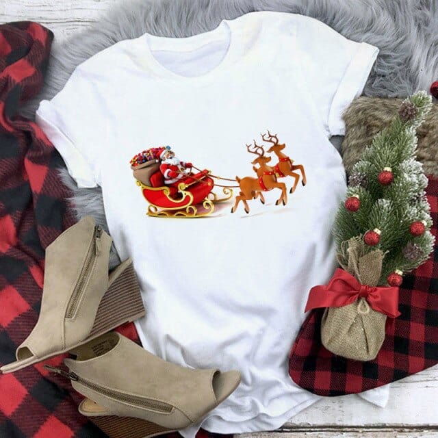 Christmas Deer Printed T-shirt