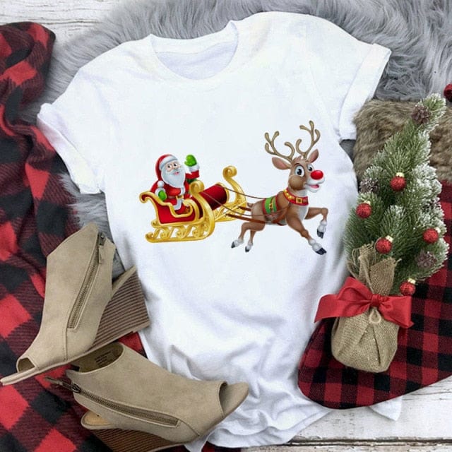 Christmas Deer Printed T-shirt