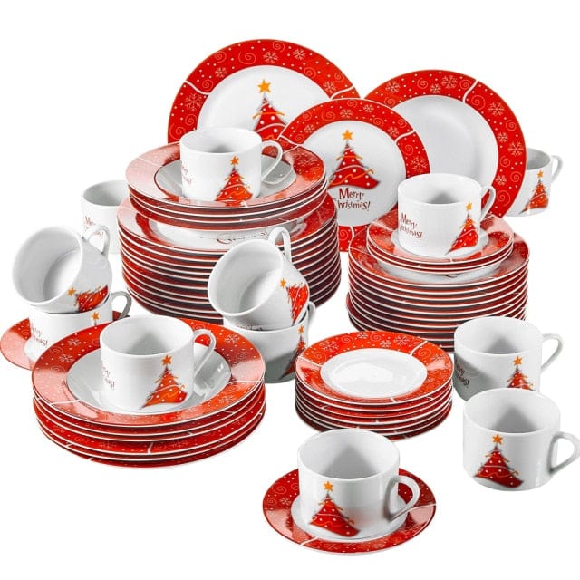 60-Piece Christmas Porcelain Dinnerware Set