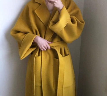 Elegant Batwing Long Sleeve Woolen Coat