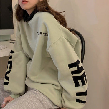 Oversized Vintage Letter Print Sweatshirt