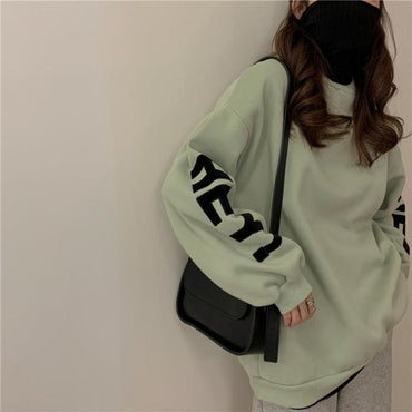 Oversized Vintage Letter Print Sweatshirt