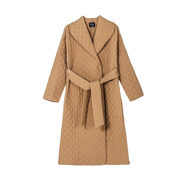 Argyle pattern hooded Coat ladies outerwear