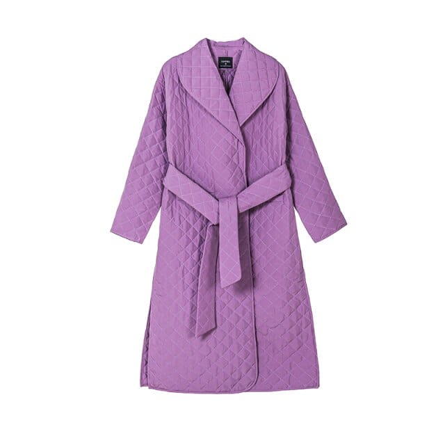 Argyle pattern hooded Coat ladies outerwear