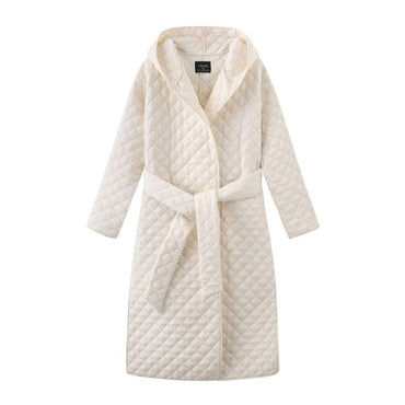 Argyle pattern hooded Coat ladies outerwear