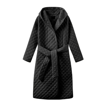 Argyle pattern hooded Coat ladies outerwear