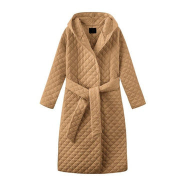 Argyle pattern hooded Coat ladies outerwear