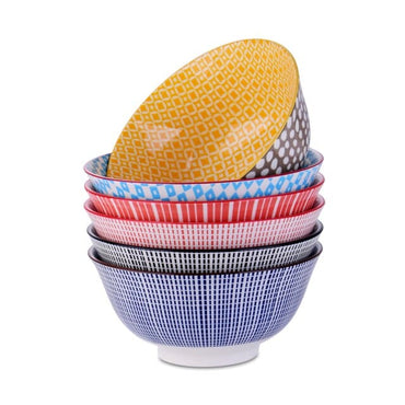 6-Piece Multicolor Porcelain Bowls Set