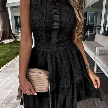 Patchwork Bowknot Lace Sleeveless Dress