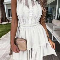 Patchwork Bowknot Lace Sleeveless Dress