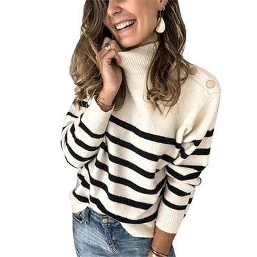 Black And White Striped Knitted Jumper