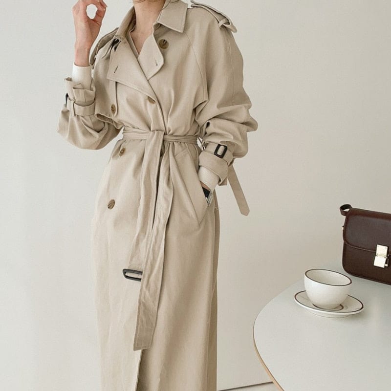 Double-breasted Long Windbreaker Trench Coat