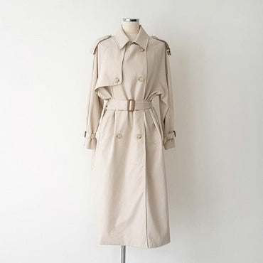 Double-breasted Long Windbreaker Trench Coat