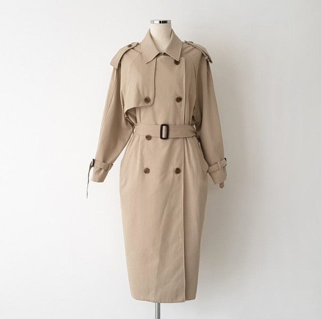 Double-breasted Long Windbreaker Trench Coat