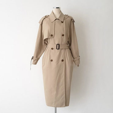 Double-breasted Long Windbreaker Trench Coat