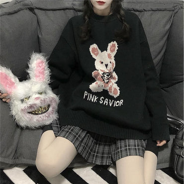 Bunny Printed Loose Sweater