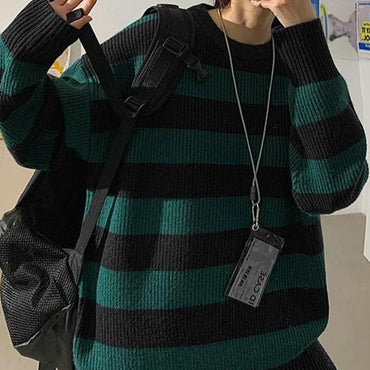 Green Oversized Striped Jumper