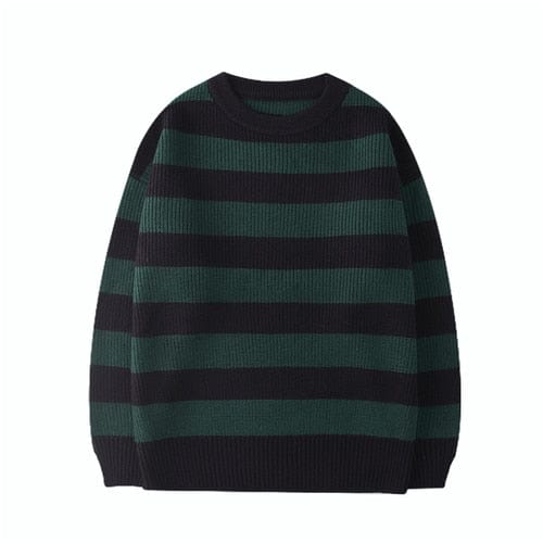 Green Oversized Striped Jumper