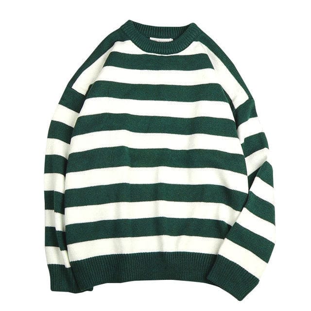 Green Oversized Striped Jumper