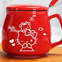 Hello Kitty Ceramic Cup with Lid Spoon