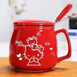 Hello Kitty Ceramic Cup with Lid Spoon