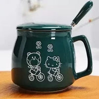 Hello Kitty Ceramic Cup with Lid Spoon