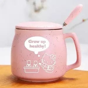 Hello Kitty Ceramic Cup with Lid Spoon