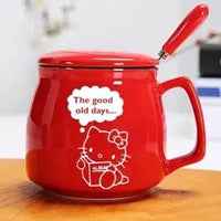 Hello Kitty Ceramic Cup with Lid Spoon