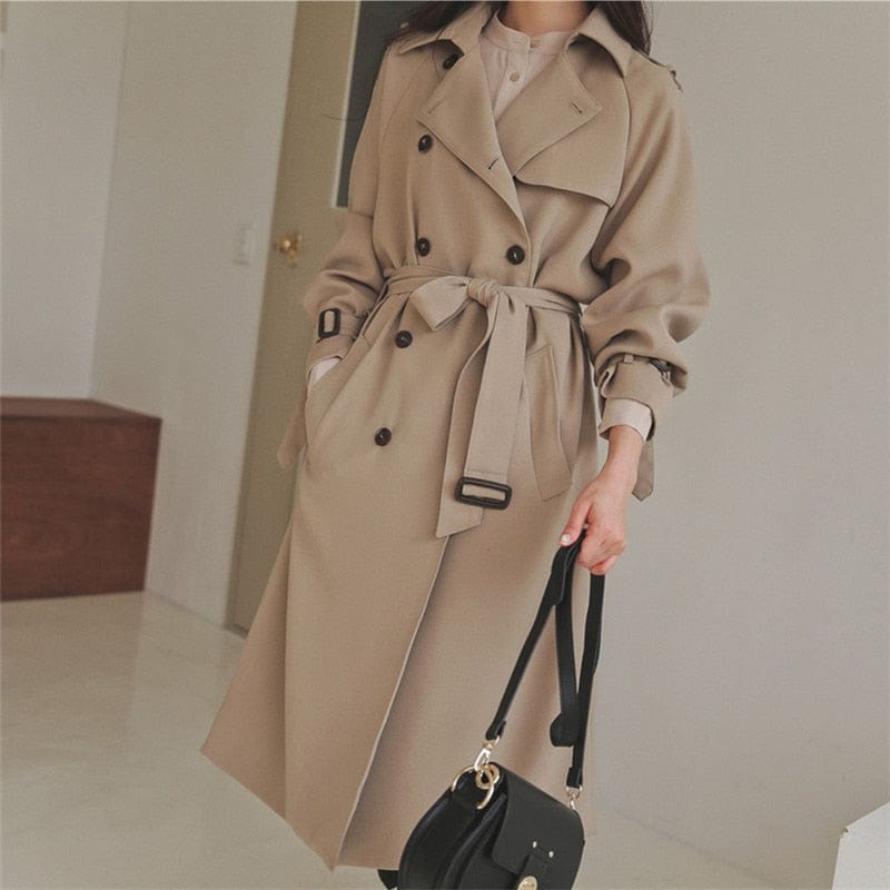 Double Breasted Long Trench Coat