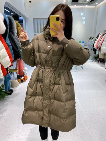 Solid Pleated Warm Winter Outerwear