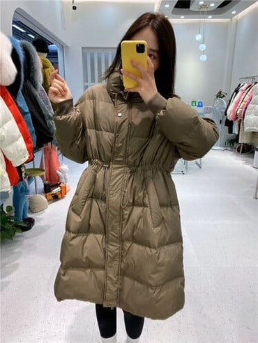 Solid Pleated Warm Winter Outerwear