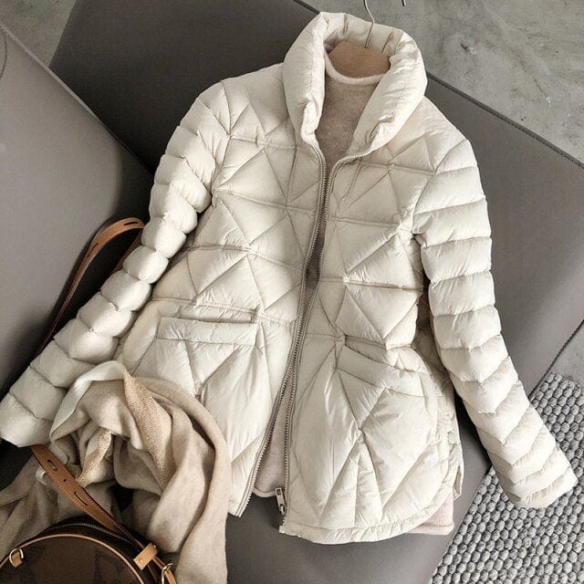 Ladies White Duck Down Winter Jacket