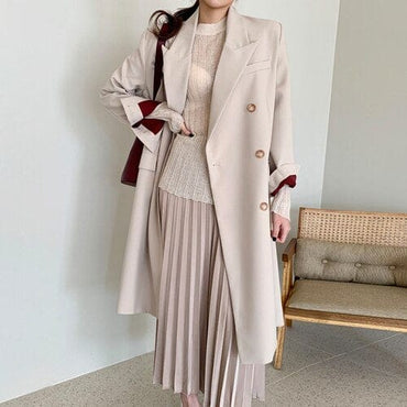 New Autumn Chic Double Breasted Long Trench Coat