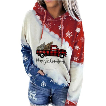Red Wine Print Hooded Christmas Jumper
