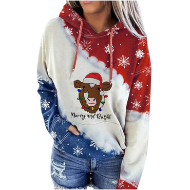 Red Wine Print Hooded Christmas Jumper