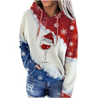 Red Wine Print Hooded Christmas Jumper