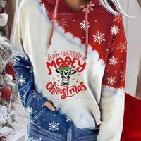 Red Wine Print Hooded Christmas Jumper