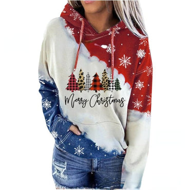 Red Wine Print Hooded Christmas Jumper