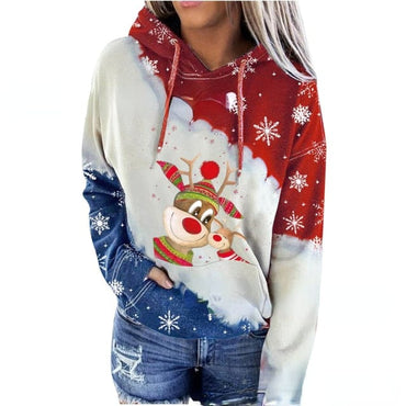 Red Wine Print Hooded Christmas Jumper