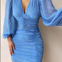 Floral Print Drawstring Ruched Bodycon Dress