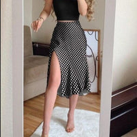 Two-Piece Polka Dot Print Midi Dress