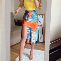 Two-Piece Polka Dot Print Midi Dress